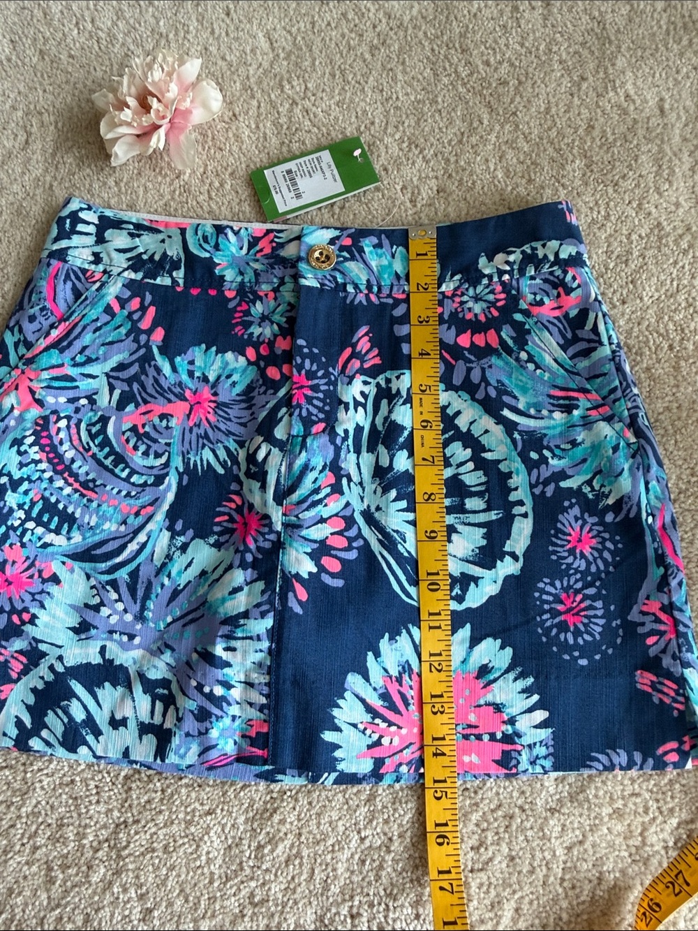 Lilly Pulitzer Navy skort with Teal & Pink Floral Print, 2, NWT - Picture 3 of 10